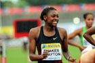 Perri Shakes-Dayton celebrates running her fastest 400 metres Hurdles race of the season, 2011 Aviva London Grand Prix
